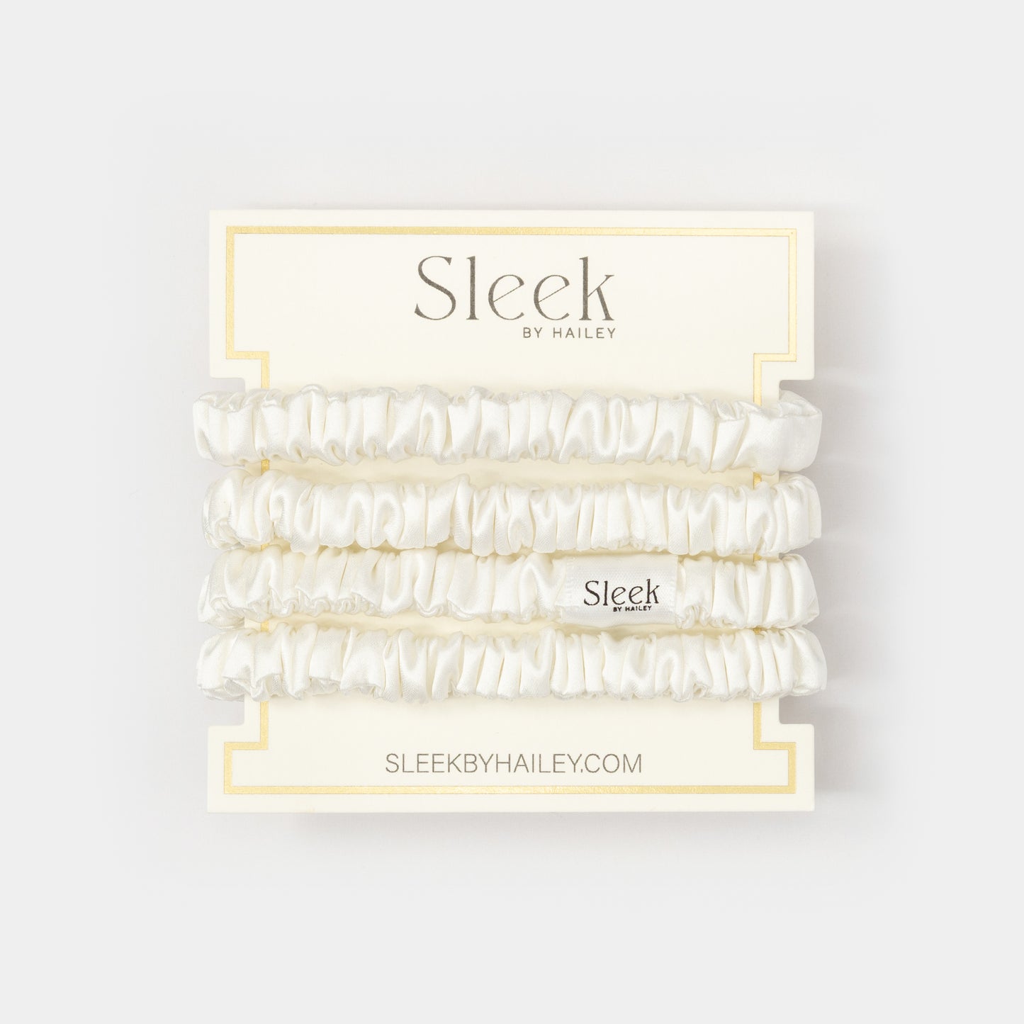 Ivory White Skinny Silk Scrunchies