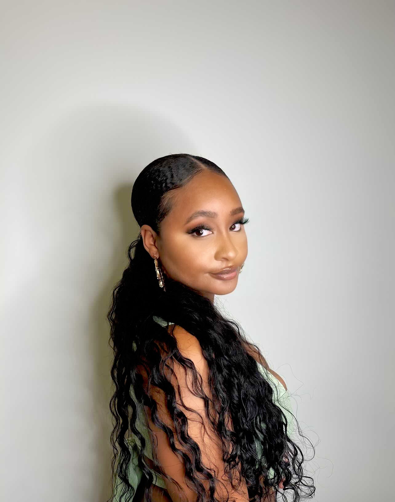 wavy human hair ponytail