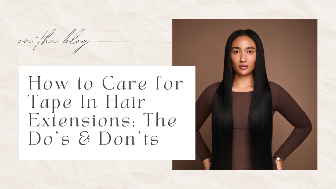 Founder of Sleek by Hailey confidently looking directly at the camera in her real human hair extensions sharing tips about caring for tape-ins.