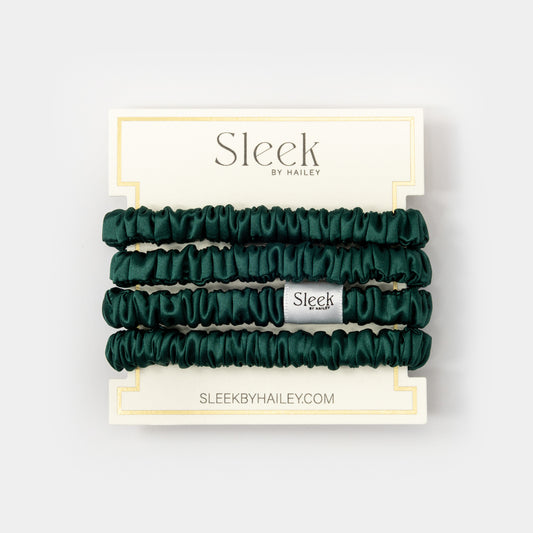Forest Green Skinny Silk Scrunchies