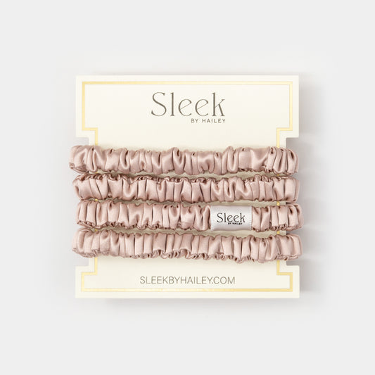 Soft Rose Skinny Silk Scrunchies