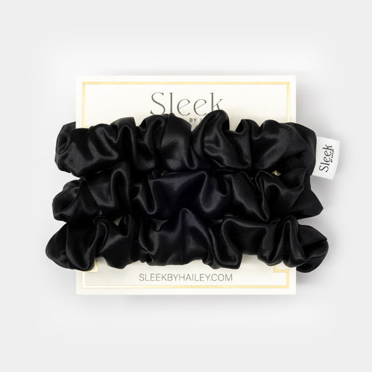 Midnight Black Midi Silk Scrunchies