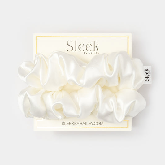 Ivory White Large Silk Scrunchies