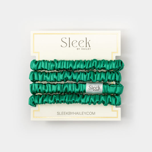 Emerald Green Skinny Silk Scrunchies