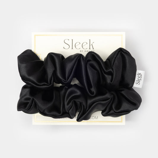 Midnight Black Large Silk Scrunchies