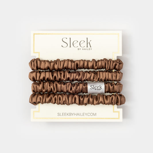 Latte Brown Skinny Silk Scrunchies