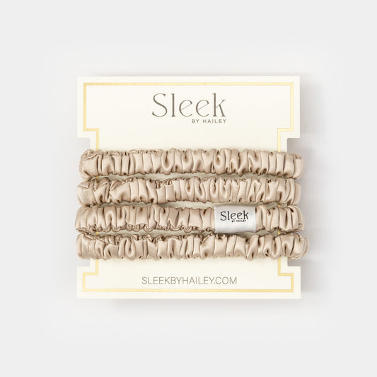 Soft Caramel Skinny Silk Scrunchies