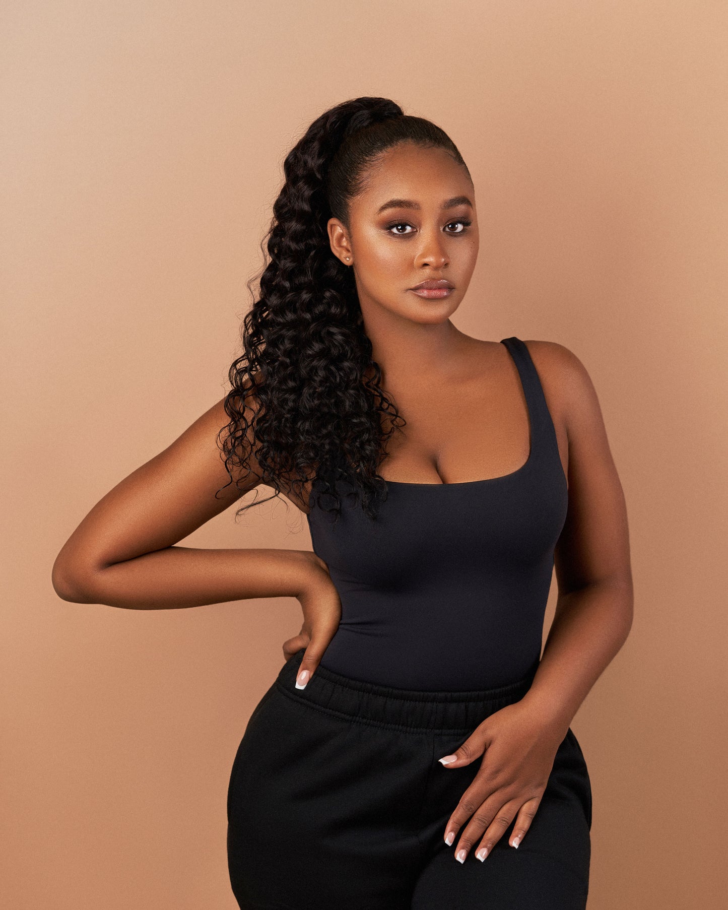 wavy human hair ponytail raw 1b color