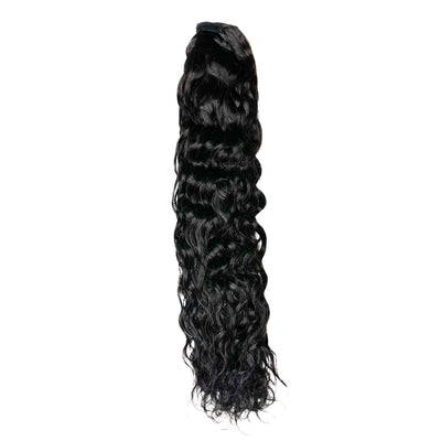 wavy human hair ponytail raw 1b color