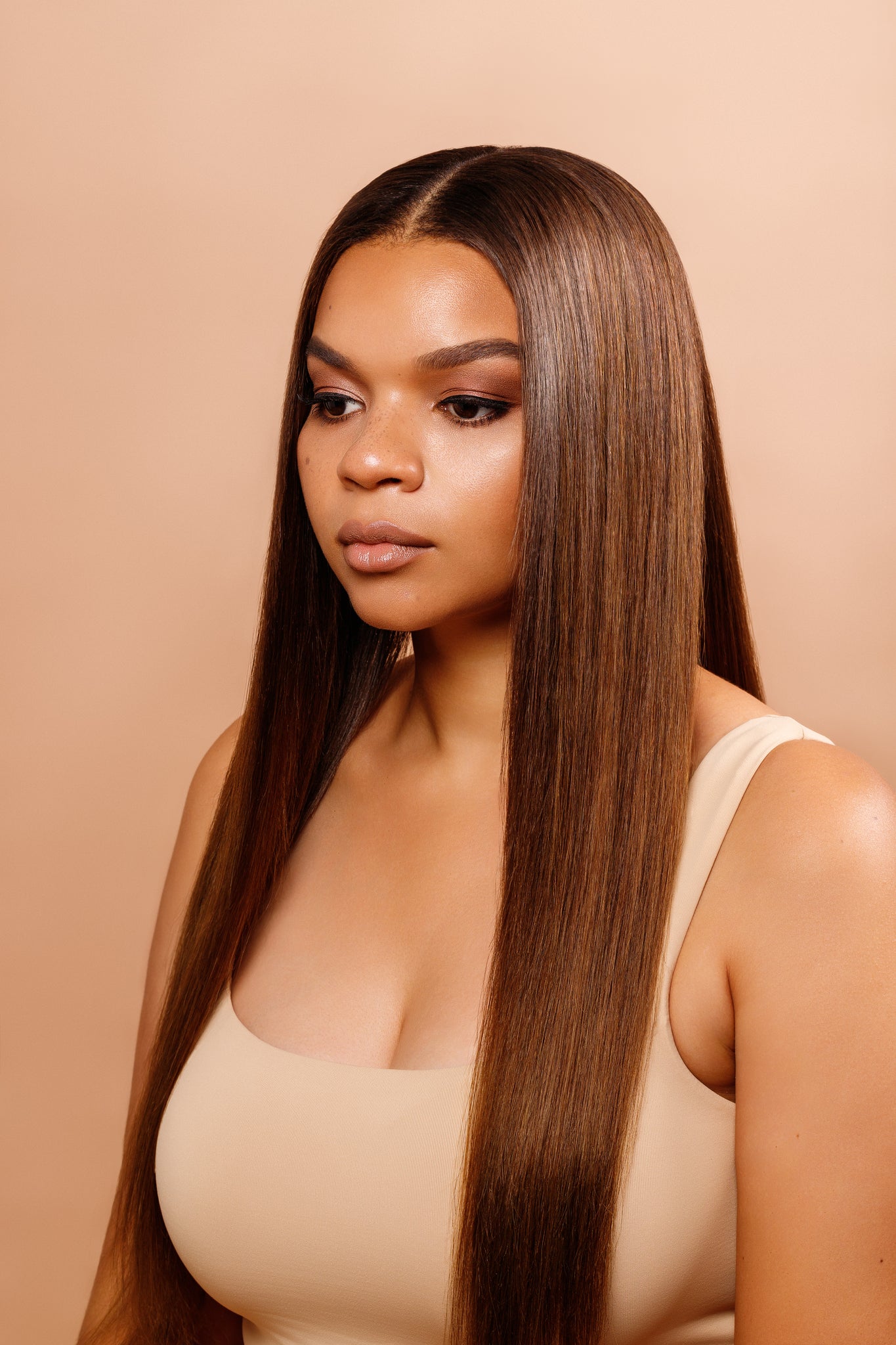 straight brown remy clip ins