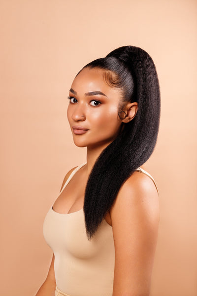 kinky straight human hair ponytail